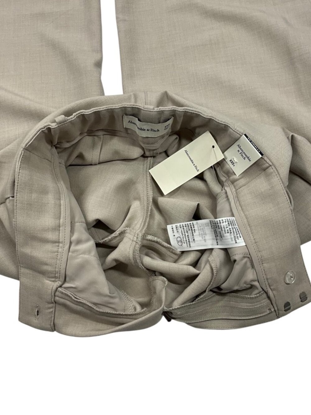 Abercrombie & Fitch A&F Sloane Tailored Wide Leg Pant XXS Short Cream NEW - Picture 6 of 12